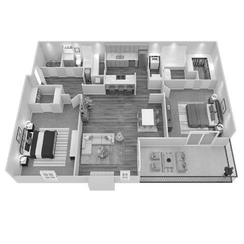 Floor plan for 2 beds, 2 baths, 1200 sqft